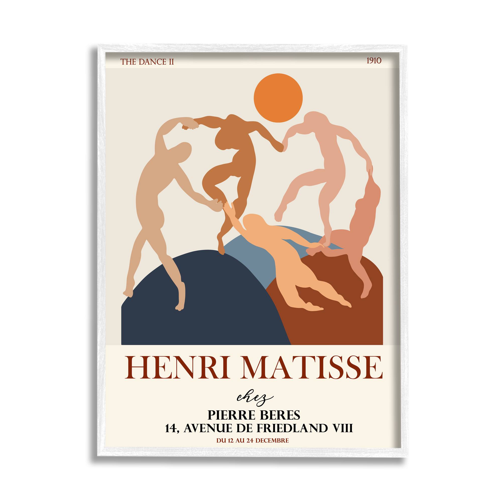 Stupell Industries Matisse Dancing Circle Terracotta Abstract Layered Shapes in White Frame Wall Art